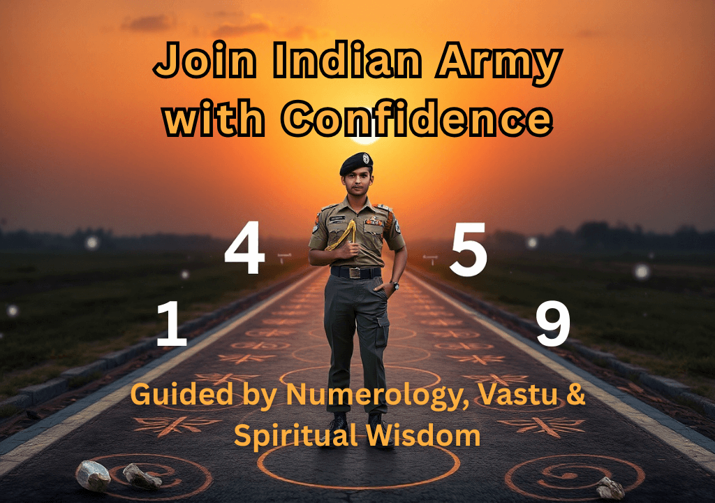 A man in an army uniform stands on a road with numerology numbers.