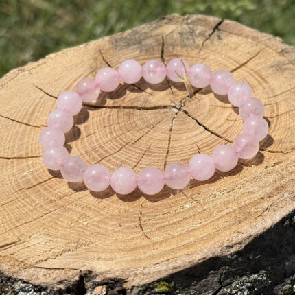 Natural Rose Quartz crystal bracelet for love, healing, and emotional balance